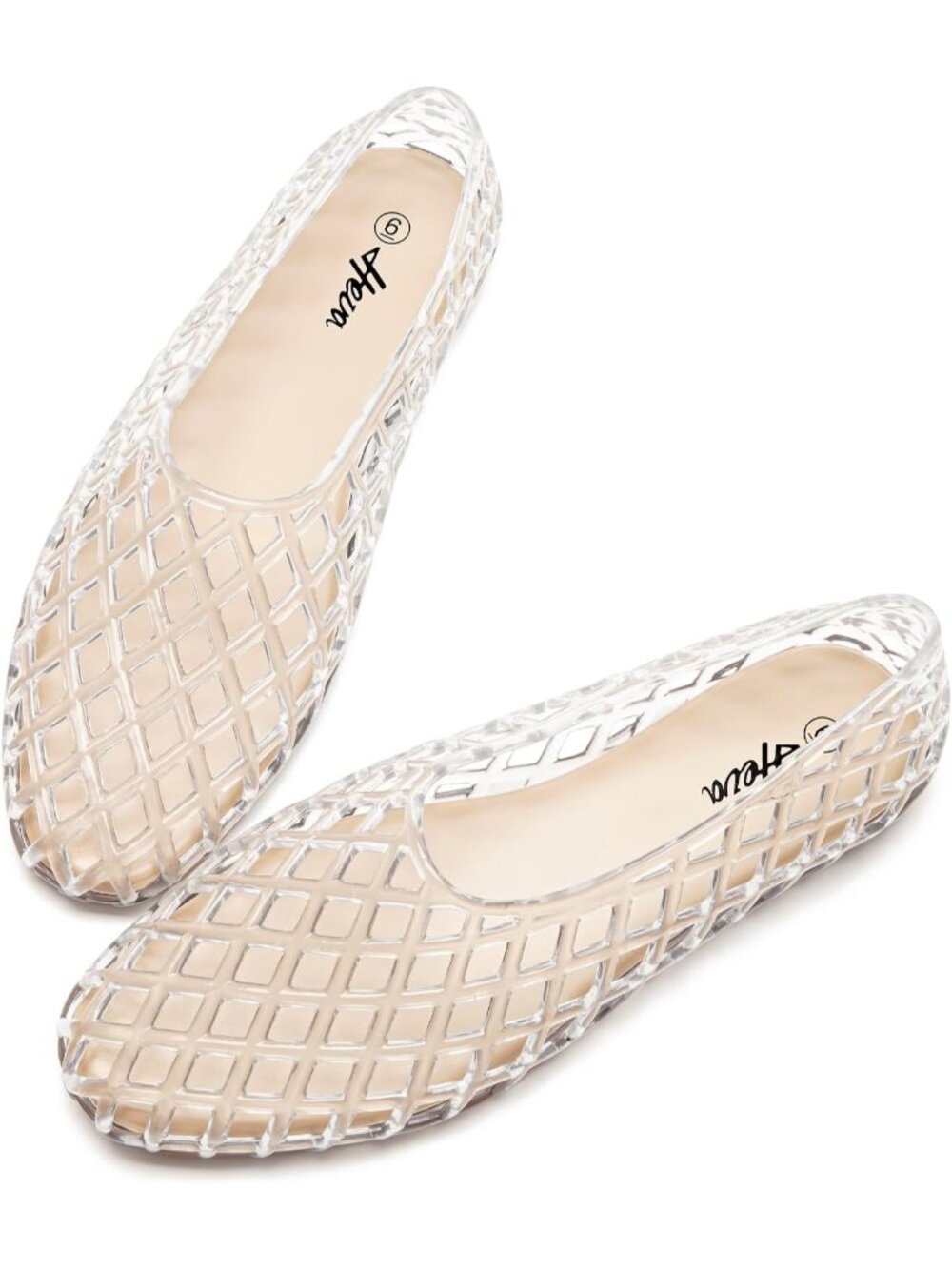 Women's Transparent Jelly Mesh Breathable Clear Hollow Flat Slip Ballet Sandal